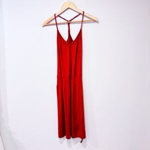 SECOND‎ Burgundy Y2K Fitted Midi Dress | Strappy Red Summer Dress | Small *